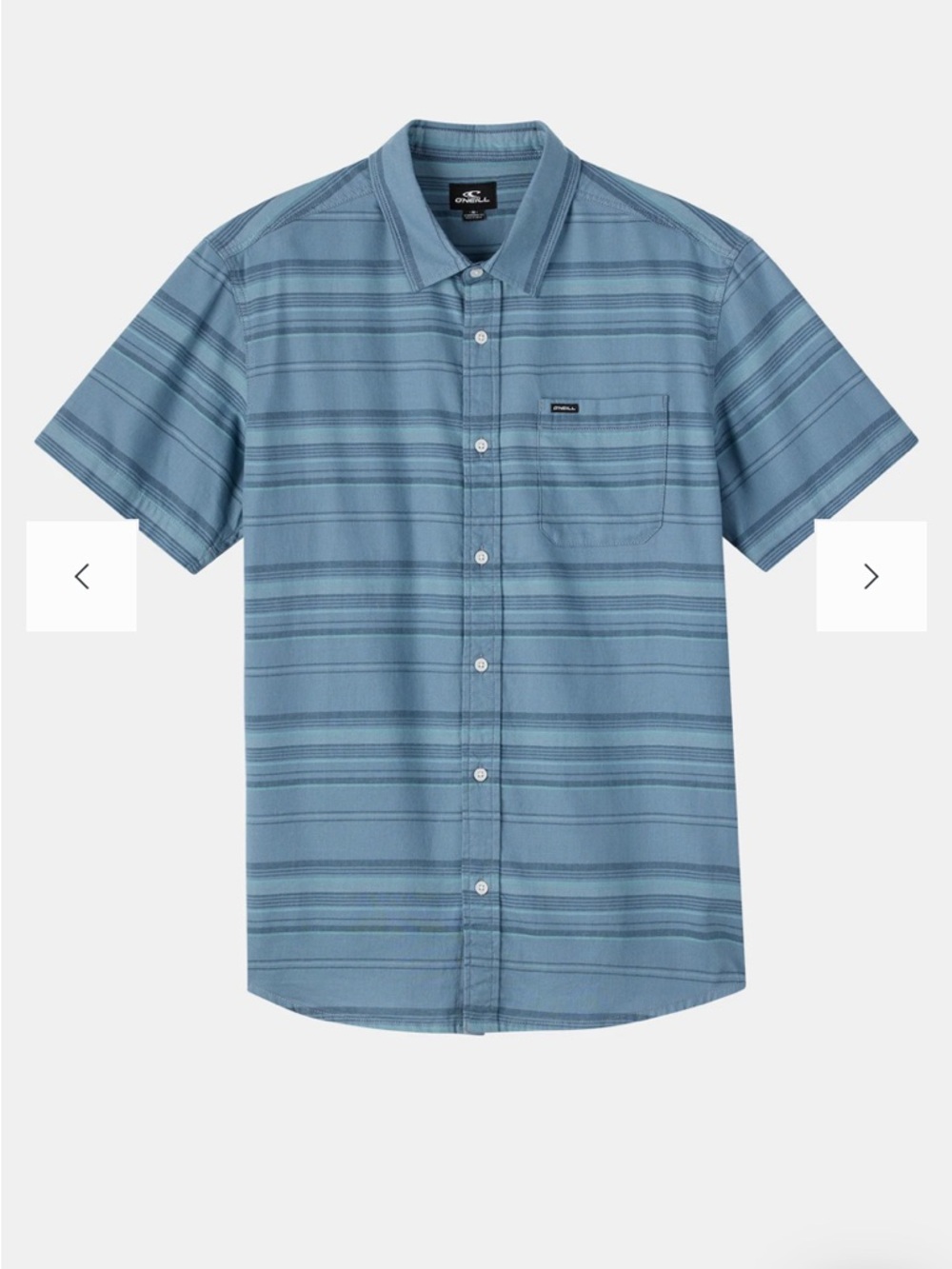 O'Neill Men's Light Blue Striped Short Sleeve Button-Down Shirt